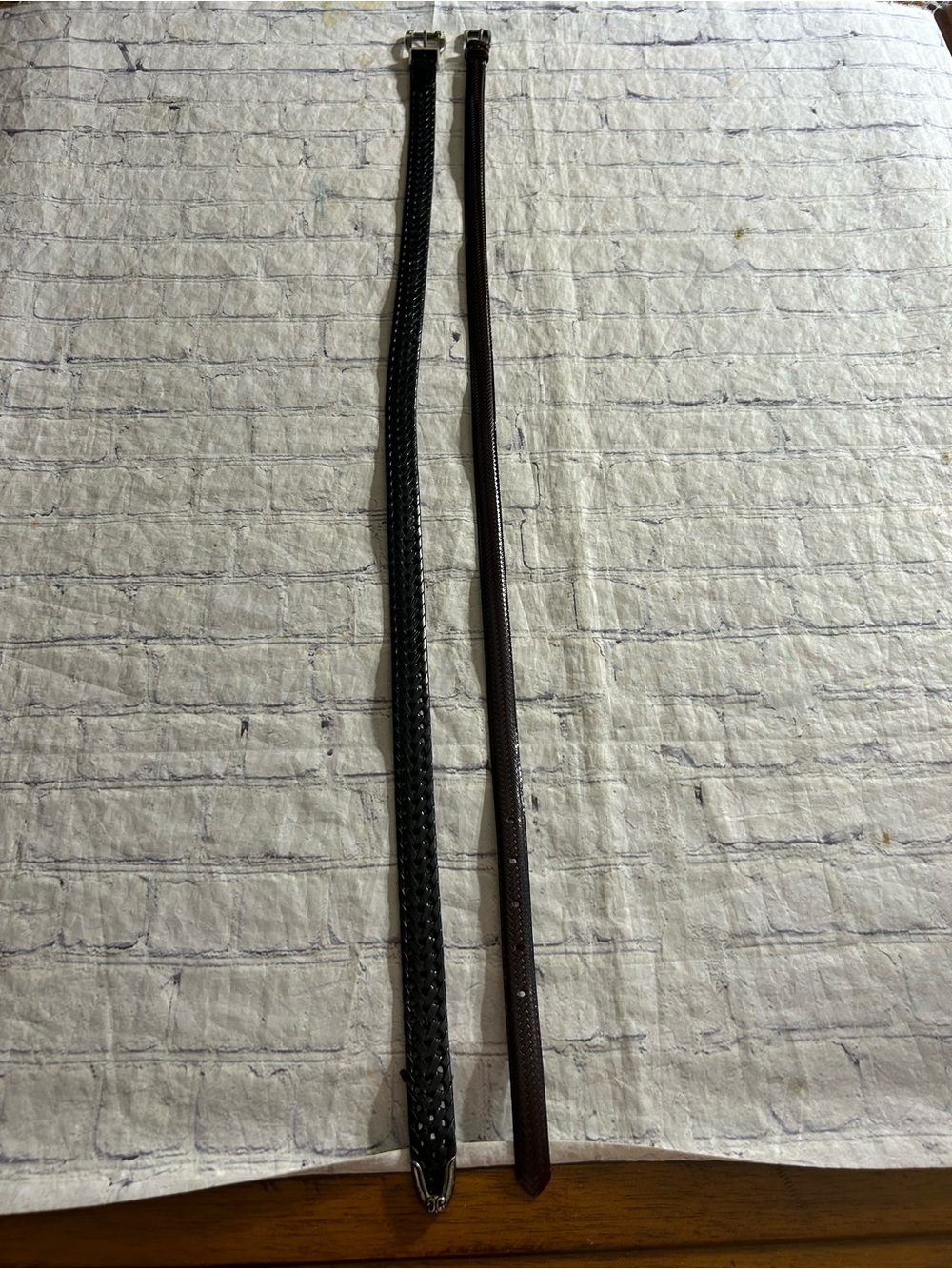 FOSSIL VTG BLACK LEATHER BRAIDED EMBELLISHED BUCKLE & TALBOTS ITALY MADE BELTS L - Picture 5 of 16